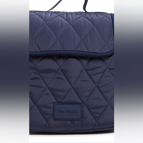 Vera BradleyโUltralight Scroll Navy Quilted Crossbody Lunch Bag - Picture 10 of 16